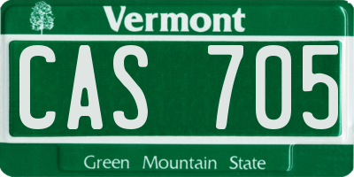 VT license plate CAS705