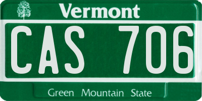 VT license plate CAS706