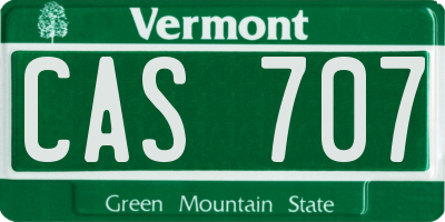 VT license plate CAS707
