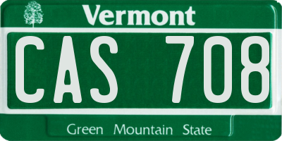 VT license plate CAS708