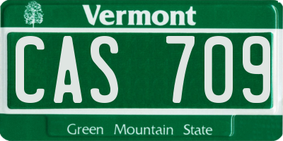 VT license plate CAS709