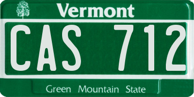 VT license plate CAS712
