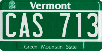 VT license plate CAS713
