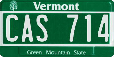 VT license plate CAS714