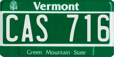 VT license plate CAS716