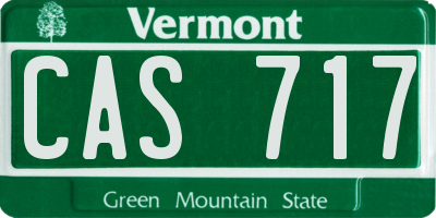 VT license plate CAS717