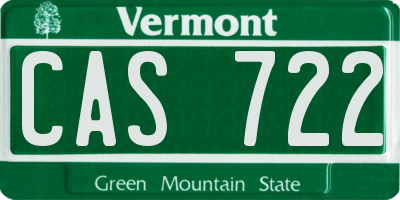 VT license plate CAS722