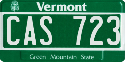 VT license plate CAS723