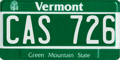 VT license plate CAS726