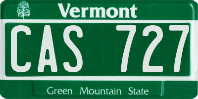 VT license plate CAS727