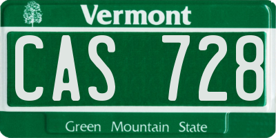 VT license plate CAS728