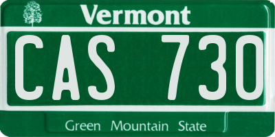 VT license plate CAS730