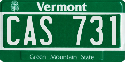 VT license plate CAS731