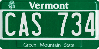 VT license plate CAS734