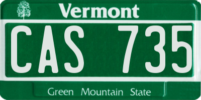 VT license plate CAS735