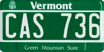 VT license plate CAS736