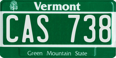 VT license plate CAS738