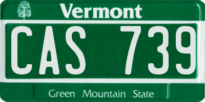 VT license plate CAS739