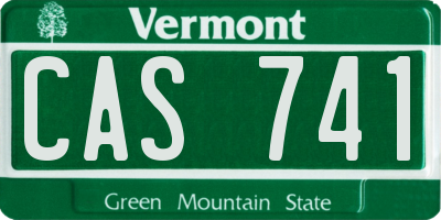 VT license plate CAS741