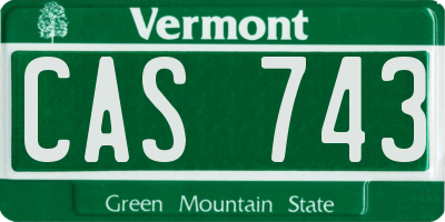 VT license plate CAS743