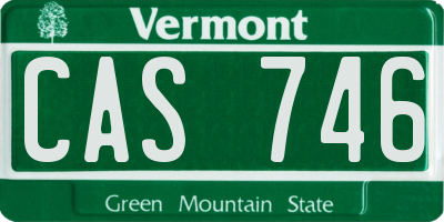 VT license plate CAS746