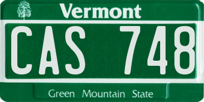 VT license plate CAS748