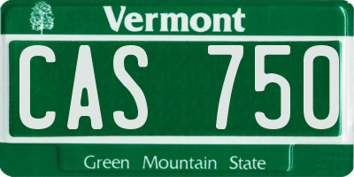 VT license plate CAS750