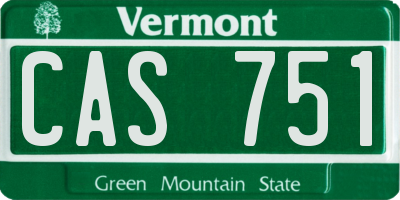 VT license plate CAS751