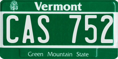 VT license plate CAS752