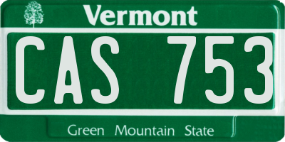 VT license plate CAS753