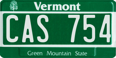 VT license plate CAS754