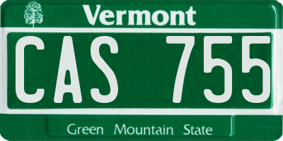 VT license plate CAS755