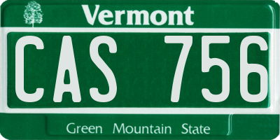 VT license plate CAS756
