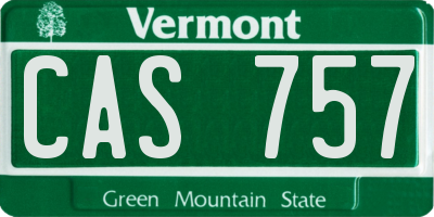 VT license plate CAS757