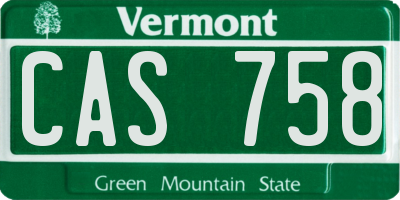VT license plate CAS758