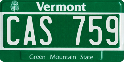 VT license plate CAS759