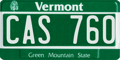 VT license plate CAS760