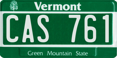 VT license plate CAS761