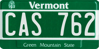VT license plate CAS762