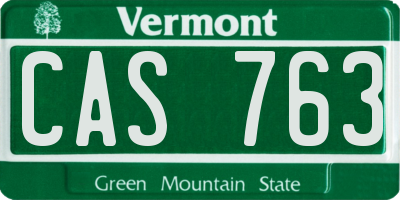 VT license plate CAS763
