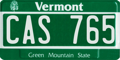VT license plate CAS765