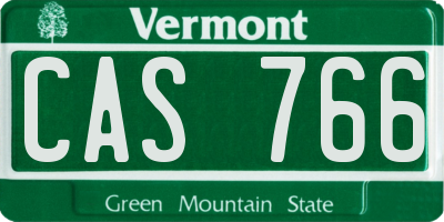 VT license plate CAS766