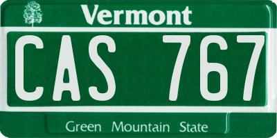VT license plate CAS767