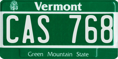 VT license plate CAS768