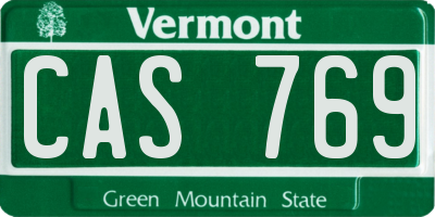 VT license plate CAS769