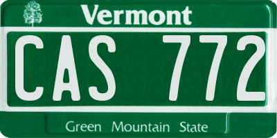 VT license plate CAS772