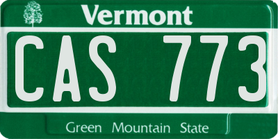 VT license plate CAS773