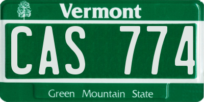 VT license plate CAS774