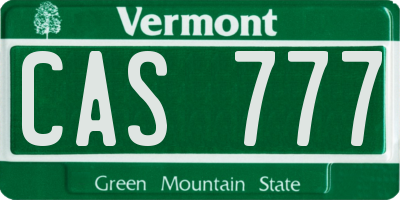 VT license plate CAS777