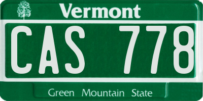 VT license plate CAS778